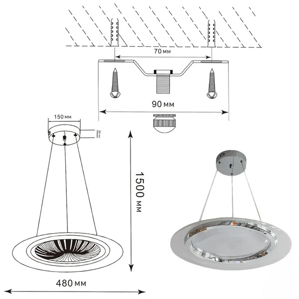 Подвесная LED люстра круглая в белом корпусе и современном дизайне CAMELIA R 60 Вт 10576 фото