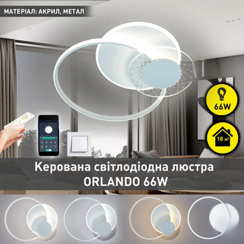 Люстра LED кругла з пультом ORLANDO 3R 66 Вт біла 10474 фото