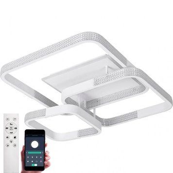 Люстра LED сучасна квадратна біла з пультом AKRILIKA SQUARE 130W 4S WHITE/CLEAR AKRILIKA SQUARE 130W 4S WHITE/CLEAR фото
