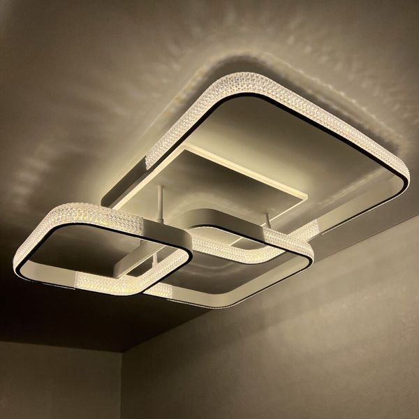 Люстра LED сучасна квадратна біла з пультом AKRILIKA SQUARE 130W 4S WHITE/CLEAR AKRILIKA SQUARE 130W 4S WHITE/CLEAR фото