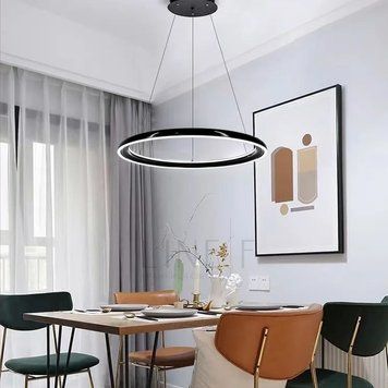 двесная LED люстра круглая в черном корпусе и современном дизайне MJ341-600 BK MJ341-600 BK фото