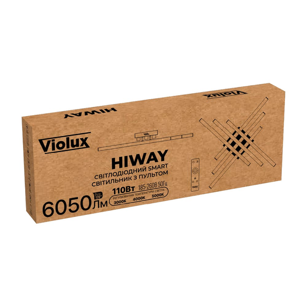 Люстра LED с пультом квадртная потолочная черная HIWAY 110W 220805 фото