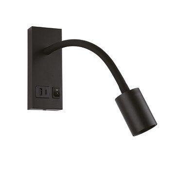 Настінний світильник LED бра чорне SNAKE USB+TYPE-C 5W 4200K 552101 фото