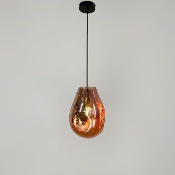 Подвес с мятым удлиненным стеклянным плафоном в розовом золоте 0459/1 Rose Gold 0459/1 GD фото
