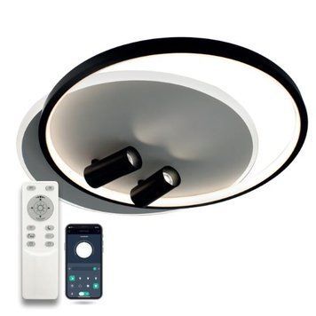 Люстра LED мінімалістична кругла чорно-біла з пультом GEOMETRIA DOWNLIGHT 65W 2R WHITE/BLACK GEOMETRIA DOWNLIGHT 65W 2R фото