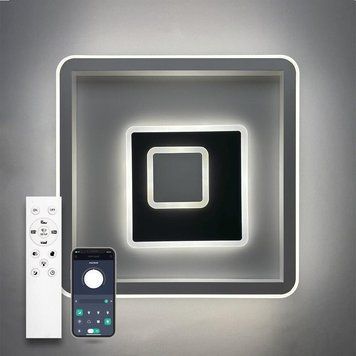 Люстра LED мінімалістична квадратна чорно-біла з пультом BRAVE 90W S400 WHITE/BLACK BRAVE 90W S400  фото