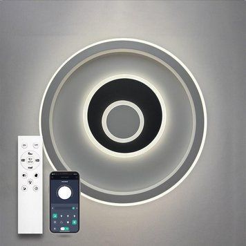 Люстра LED мінімалістична кругла чорно-біла з пультом BRAVE 80W R400 WHITE/BLACK BRAVE 80W R400  фото