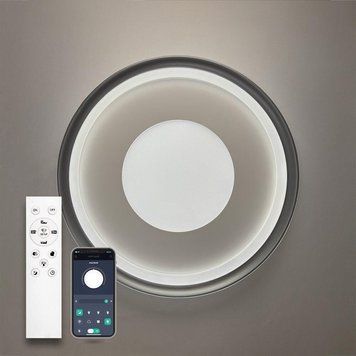 Люстра LED мінімалістична кругла біло-сіра з пультом LAKE 100W R500 WHITE/GRAY LAKE 100W R500 фото