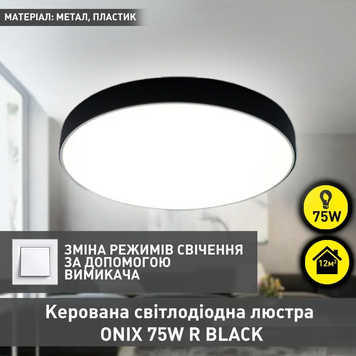 Люстра LED минималистичная круглая черная ONIX R 75 10485 фото