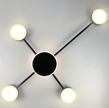 Люстра LED минималистичная потолочная черная на 4 плафонов R88/4 BK R88/4 BK фото