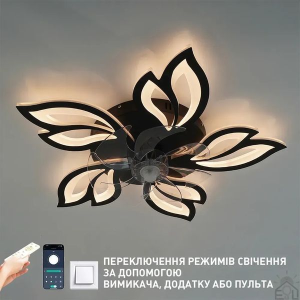 Потолочная люстра-вентилятор Fan Astra Black SMART 85 Вт 3000-6000K с пультом, черная 10580 фото