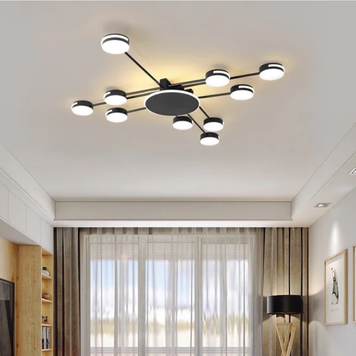 Люстра LED минималистичная потолочная черная на 10 плафонов R88/10 BK R88/10 BK фото