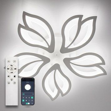 Люстра LED на 5 пелюсток форма квітки  біла з пультом ASTRA 80W 5F WHITE ASTRA 80W 5F WHITE фото