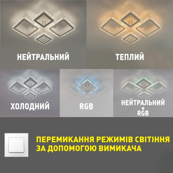Люстра Smart OVAL ICE RGB 5S WH 75 Вт 10303 фото