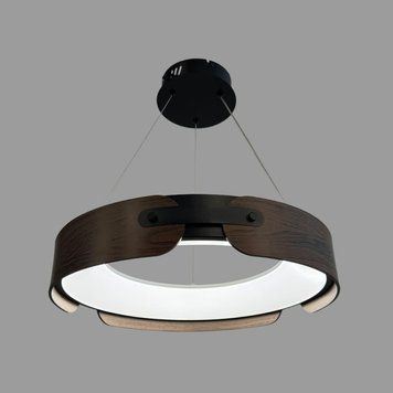 Подвесная люстра в черном корпусе с деревянной фурнитурой &Oslash;48 см 1907P-480 BK+Wood 1907P-480 BK+Wood фото