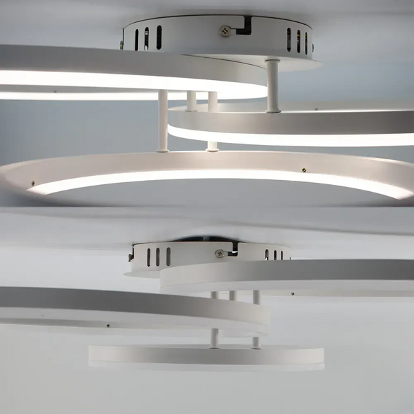 Люстра LED мінімалістична кругла біла з пультом COCO 105W 3R WH 10546 фото