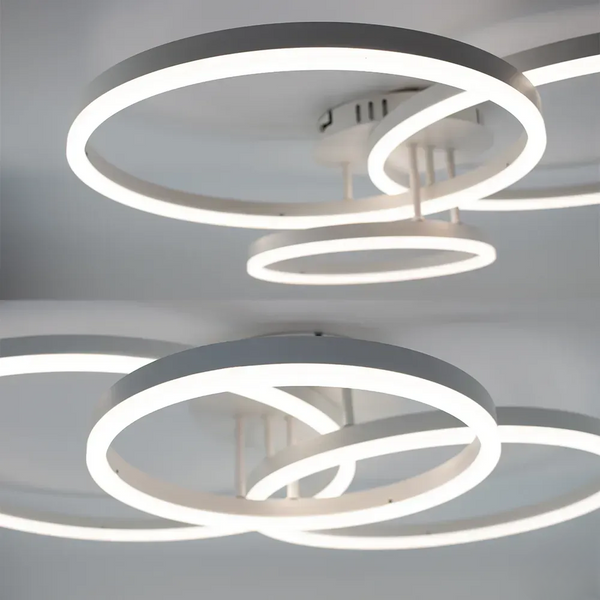 Люстра LED мінімалістична кругла біла з пультом COCO 105W 3R WH 10546 фото