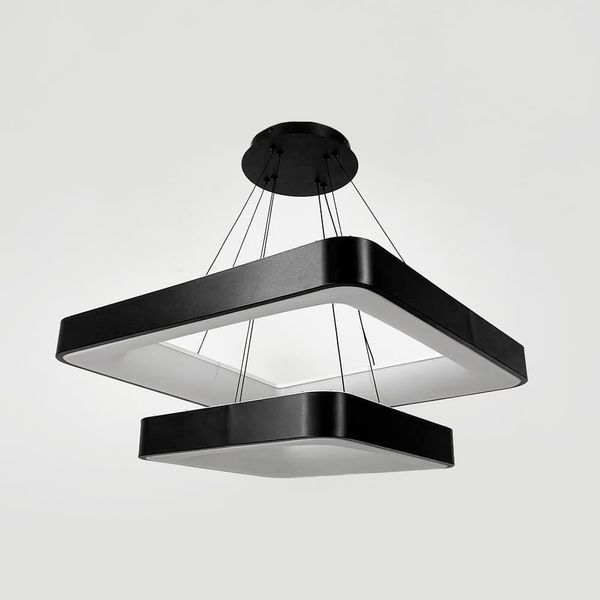 Подвесная LED люстра квадратная в черном корпусе и современном дизайне MJ312-600+400 BK MJ312-600+400 BK фото