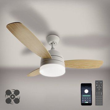 Люстра LED сучасна кругла біла з пультом та вентелятором FAN WOOD 48W+18W R FAN WOOD 48W+18W R фото