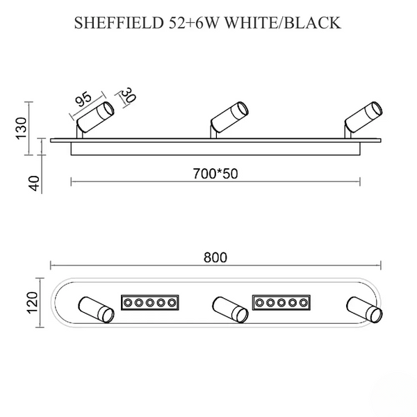 Люстра LED овальная с пультом SHEFFIELD 3LR черная 52+6 Вт 10212 фото