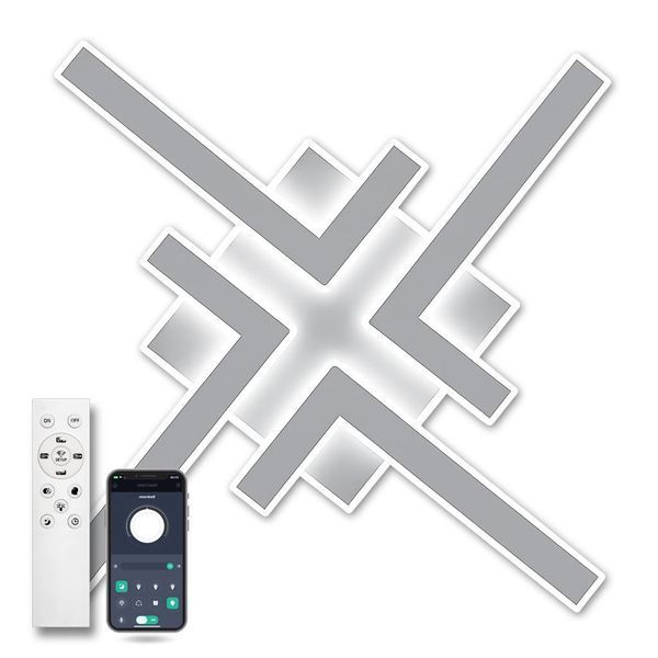 Люстра LED мінімалістична квадратна біла з пультом HUGO 110W 4L WH HUGO 110W 4L WH фото