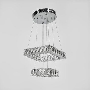 Подвесная LED люстра элегантная хрустальная на 2 яруса хром (T)C 030/2 (300+180) (T)C 030/2 (300+180) фото