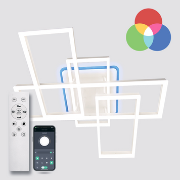 Люстра LED мінімалістична квадратна біла з пультом GENNY RGB 130W 5S WH GENNY RGB 130W 5S BK фото