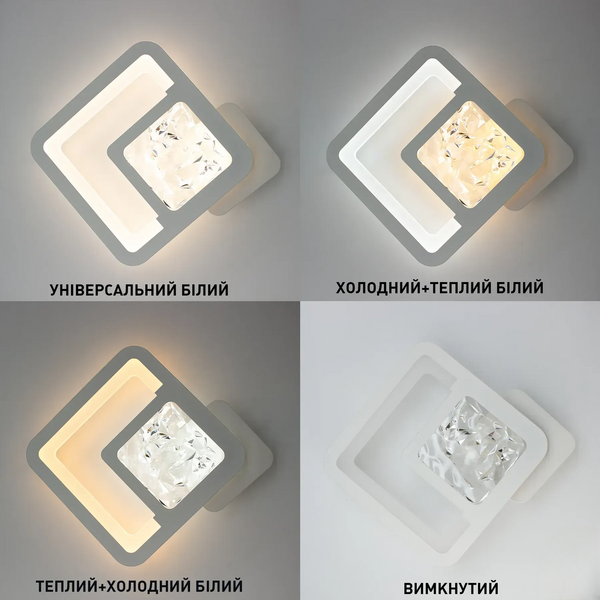 Настінний світильник LED бра білий з режимами освітлення TETRA ICE 13 Вт S 10583 фото