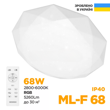Люстра LED минималистичная круглая белая с пультом KAZKA MF-L 68W RGB 00000113078 фото