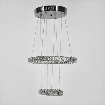 Подвесная LED люстра элегантная хрустальная на 2 яруса хром (T)C 8186 (600+400) (T)C 8186 (600+400) фото