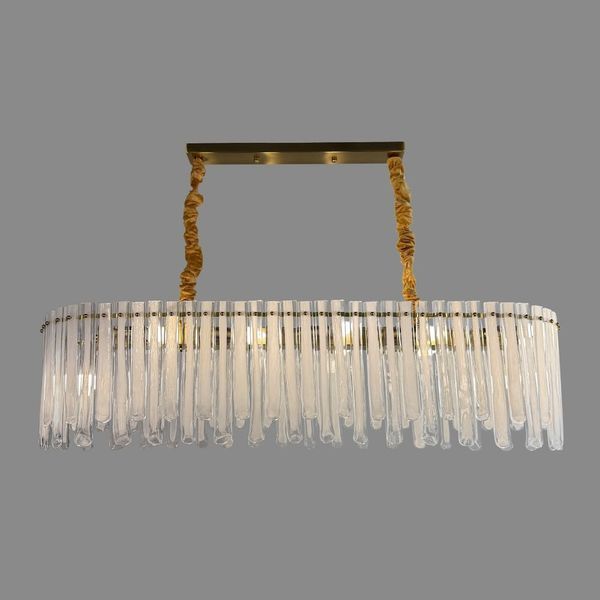 Підвісна латунна видовжена люстра із скляними елементами 120 см P1489-L1200/1 Bronze P1489-L1200/1 Bronze фото
