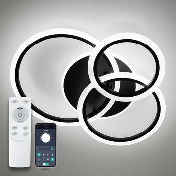 Люстра LED современная круглая черная с пультом SONNE 90W 4R BLACK SONNE 90W 4R BLACK фото