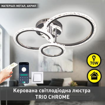 Люстра LED круглая хром с пультом TRIO ICE 3R 70 Вт 10480 фото