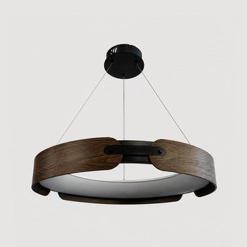 Подвесная люстра в черном корпусе с деревянной фурнитурой &Oslash;58 см 1907P-580 BK+Wood 1907P-580 BK+Wood фото