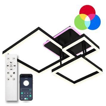 Люстра LED мінімалістична квадратна чорна з пультом GENNY SQUARE RGB 105W 4S BLACK GENNY SQUARE RGB 105W 4S BLACK фото