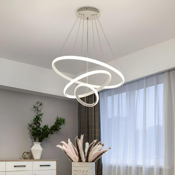 Подвесная LED люстра круглая в белом корпусе на три кольца LATTE 75 Вт 10132-1 фото