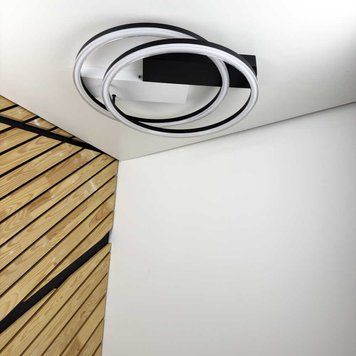 Стельова мінімалістична сучасна люстра чорна LED BRIONI-R з пультом 80W 3000-5000K IP20 220695 фото