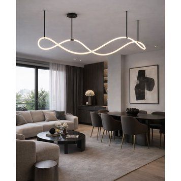 Неонова люстра з гнучкої LED стрічки із чорним кріпленням 150 см 6526/1500 BK 6526/1500 BK фото