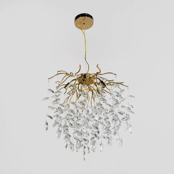 Золота підвісна люстра з прозорим кришталем форми маркіз &Oslash;50 см 8090-500 GD 8090-500 GD фото